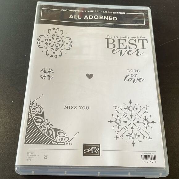 Stampin' Up ALL ADORNED 8 pc Stamp Set 149728 - Picture 1 of 2